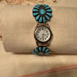 Zuni sterling silver and turquoise watch